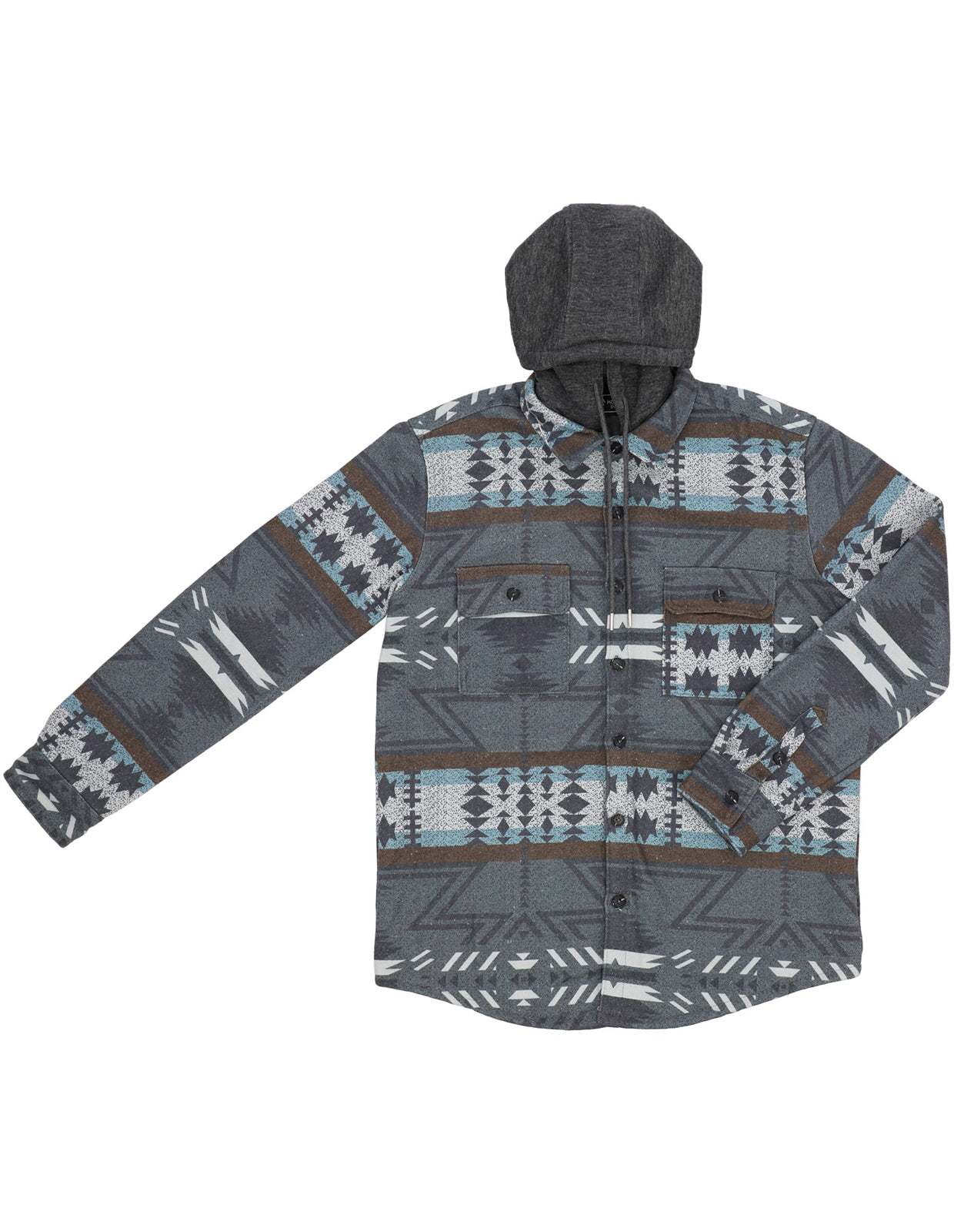 Sobrecamisa Casual con Capucha y Bolsillos Frontales - Café