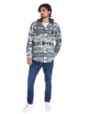 Sobrecamisa Casual con Capucha y Bolsillos Frontales - Crema