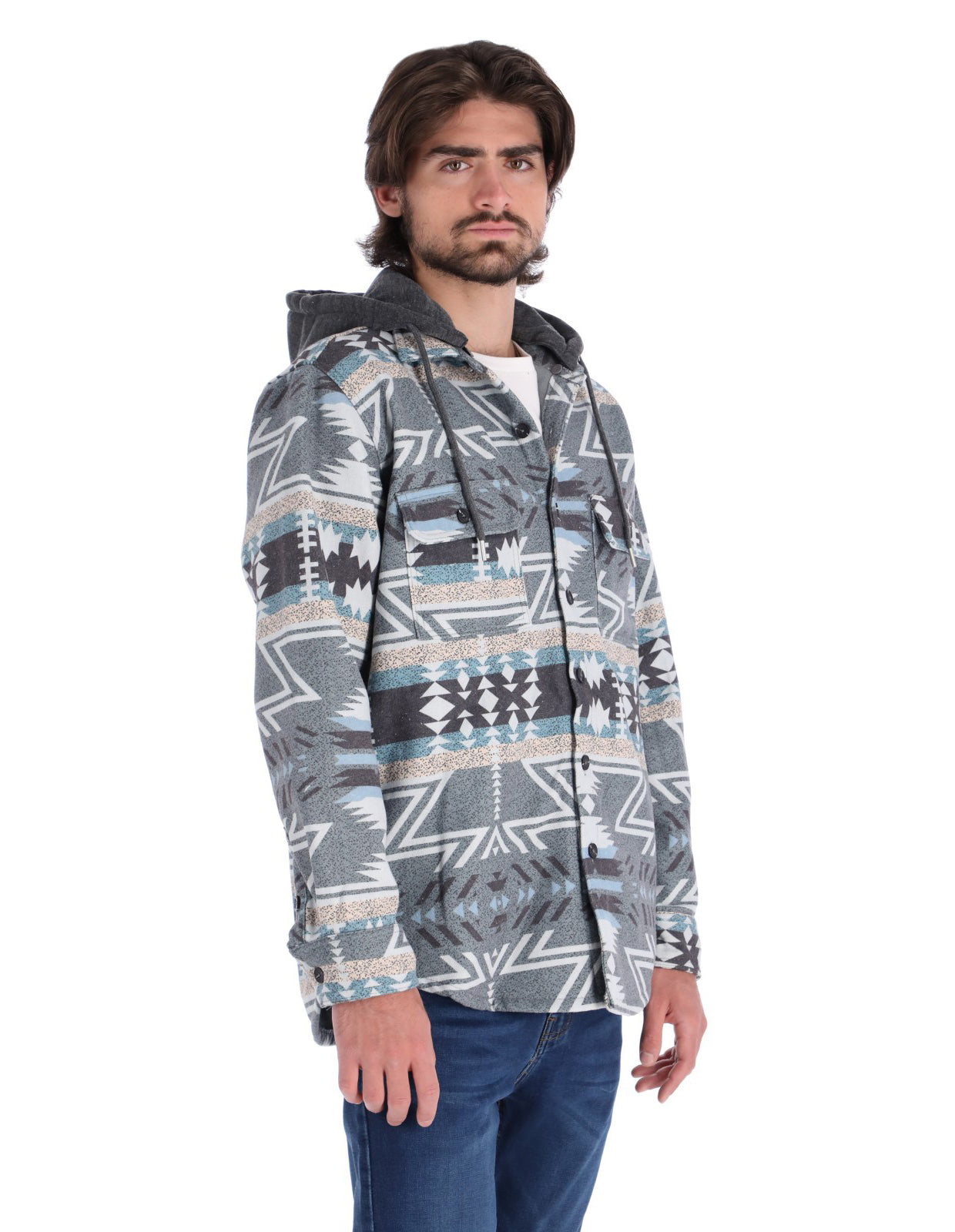 Sobrecamisa Casual con Capucha y Bolsillos Frontales - Crema