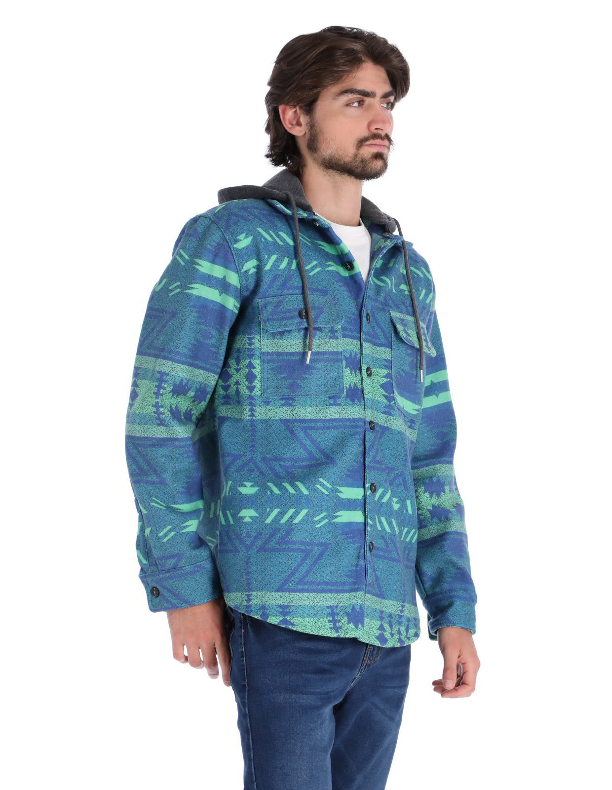 Sobrecamisa Casual con Capucha y Bolsillos Frontales - Verde