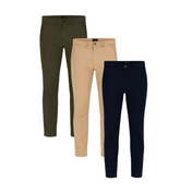 3 Pack de Pantalones Chino Holstone Para Hombre - (Caqui / Azul Marino / Verde Olivo)
