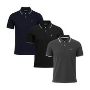 3 Pack Playeras Tipo Polo Holstone - (Marino - Negro - Gris Oxford)
