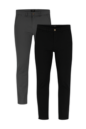 2 Pack de Pantalones Chino Holstone Para Hombre - (Negro / Gris Oxford)