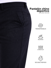 Pantalón Estilo Chino Deportivo Elástico Slim - Negro