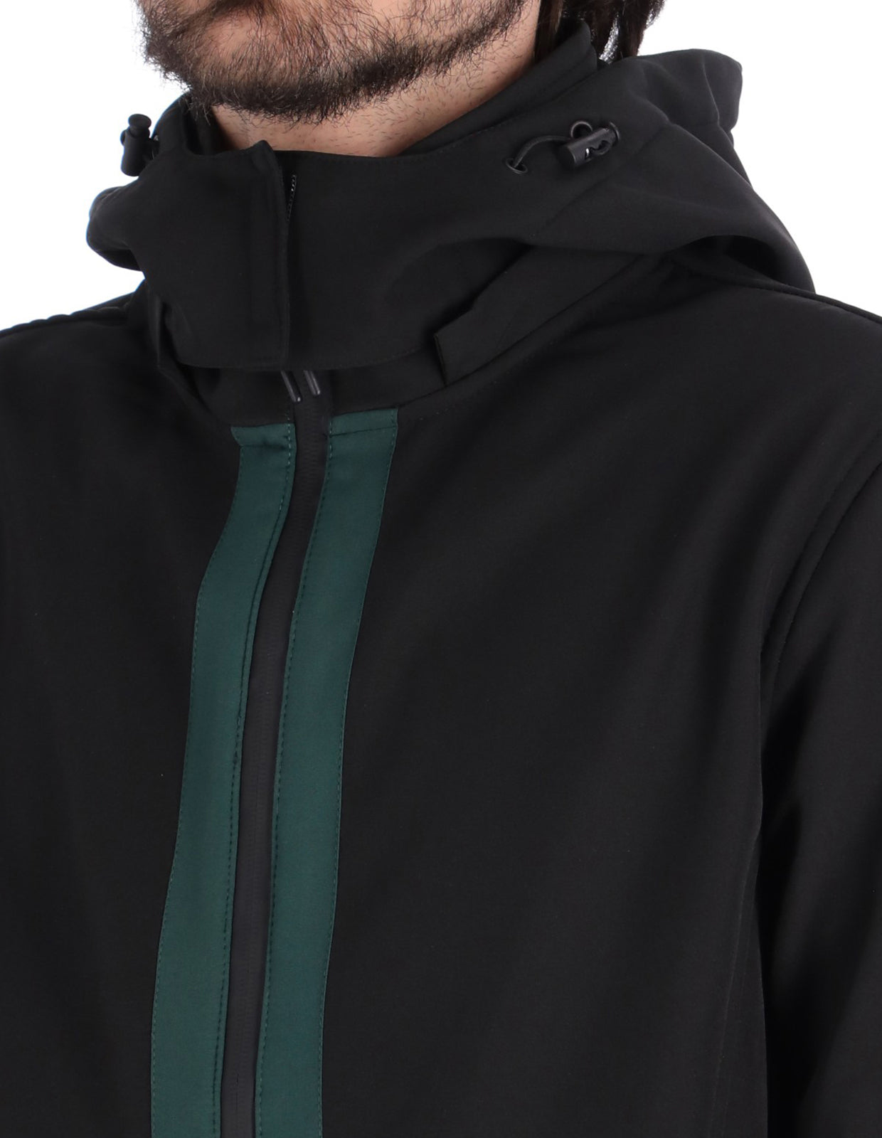 Chamarra Rompeviento con Capucha y Cierre - Negro