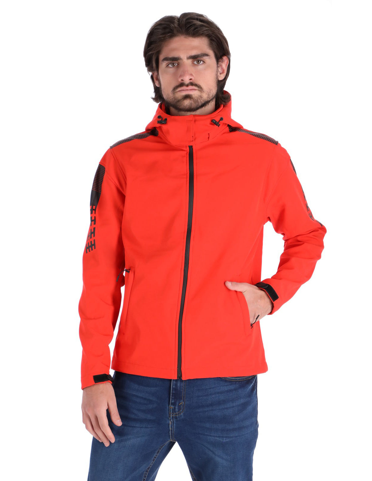 Chamarra Rompeviento con Capucha y Cierre - Rojo