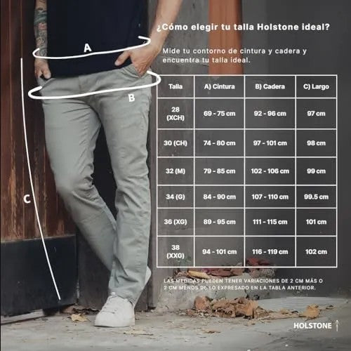 2 Pack Pantalones Estilo Chino Recto Para Hombre Holstone - (Negro / Azul Marino)