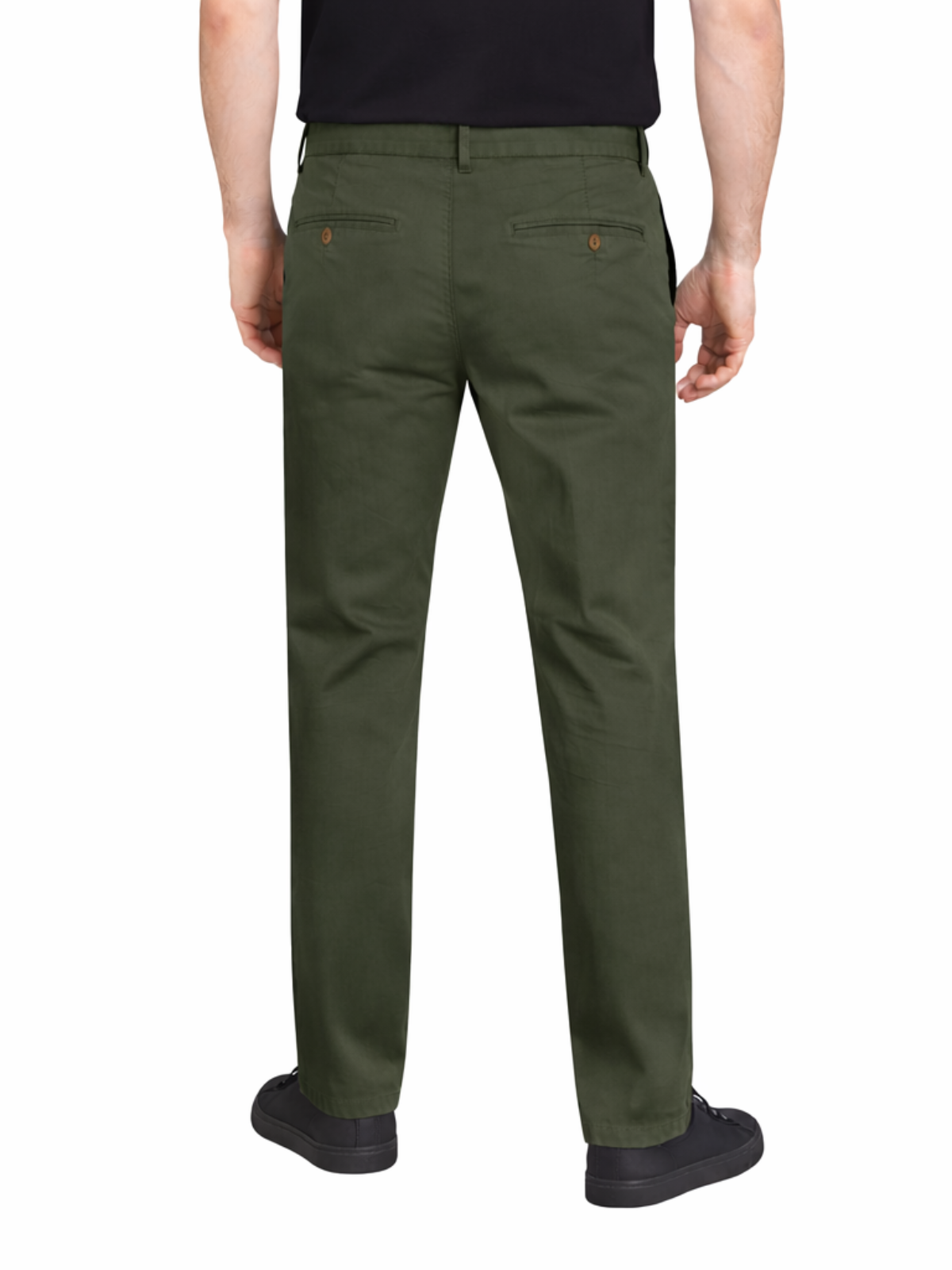 Pantalón Chino de Gabardina Recto - Verde Olivo