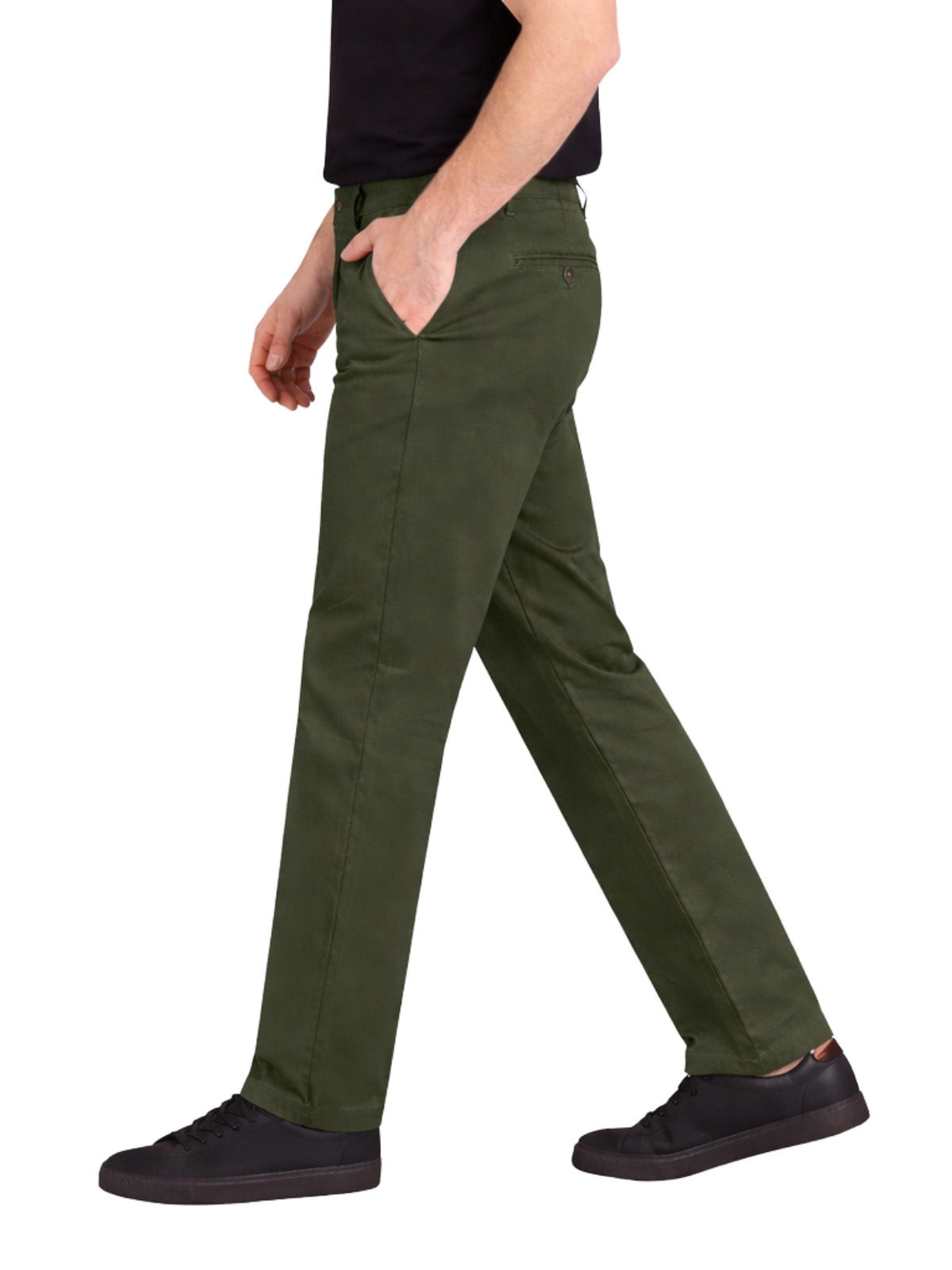 Pantalón Chino de Gabardina Recto - Verde Olivo