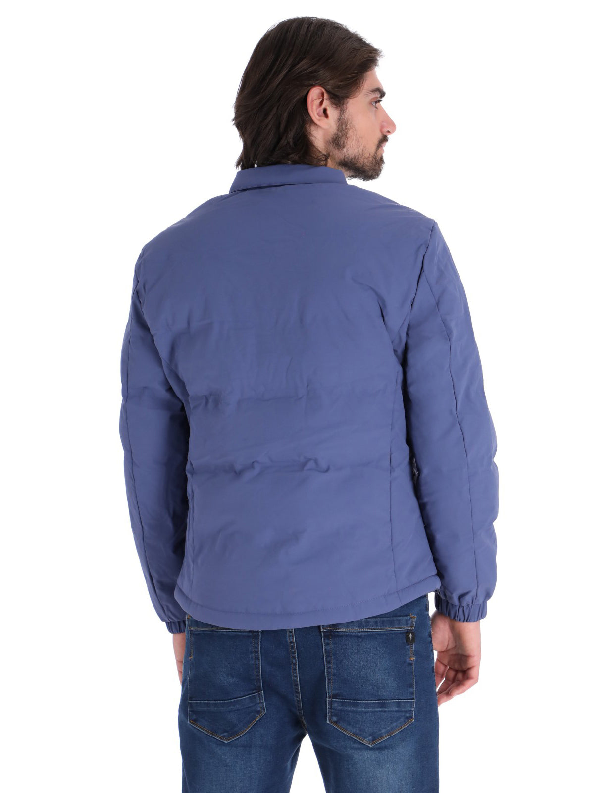Chamarra Casual Acolchada para Hombre con Cierre de Botones - Azul