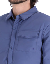 Chamarra Casual Acolchada para Hombre con Cierre de Botones - Azul