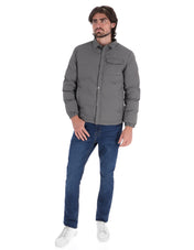 Chamarra Casual Acolchada para Hombre con Cierre de Botones - Gris