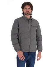 Chamarra Casual Acolchada para Hombre con Cierre de Botones - Gris