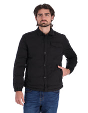 Chamarra Casual Acolchada para Hombre con Cierre de Botones - Negro