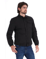 Chamarra Casual Acolchada para Hombre con Cierre de Botones - Negro