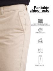 Pantalón Chino de Gabardina Recto - Arena