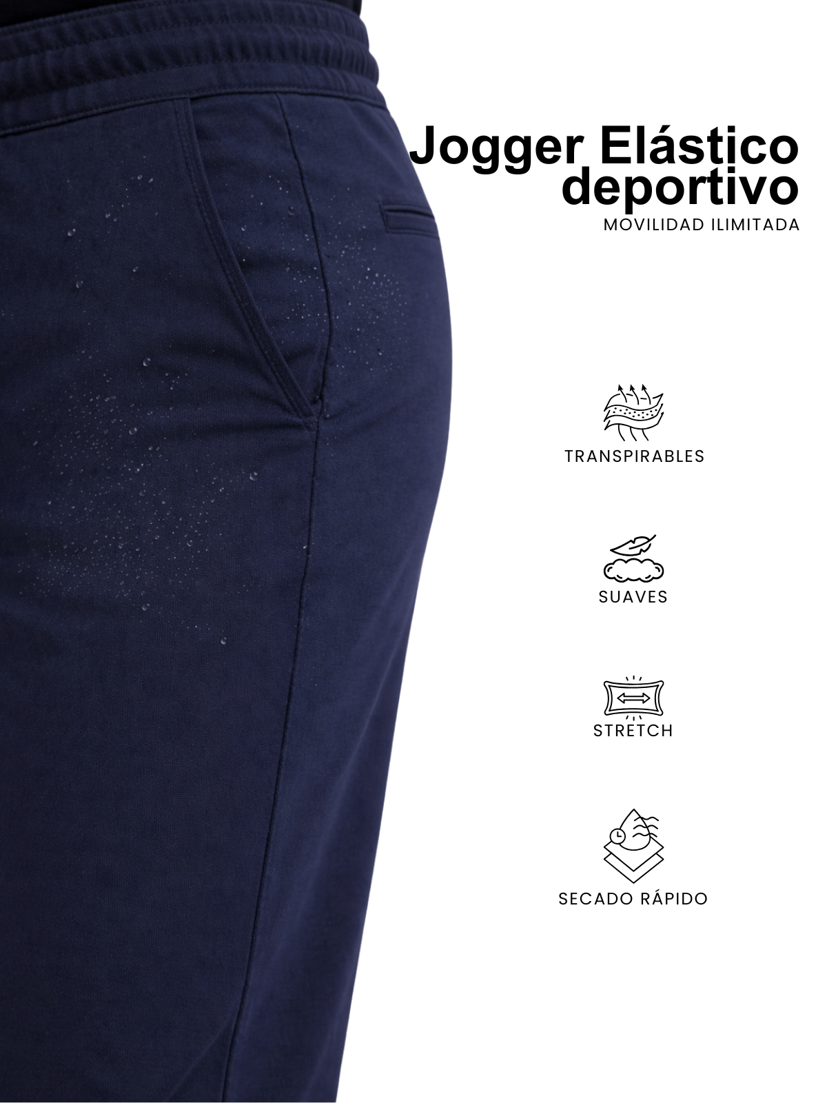 Jogger Deportivo Elástico Slim - Azul Marino