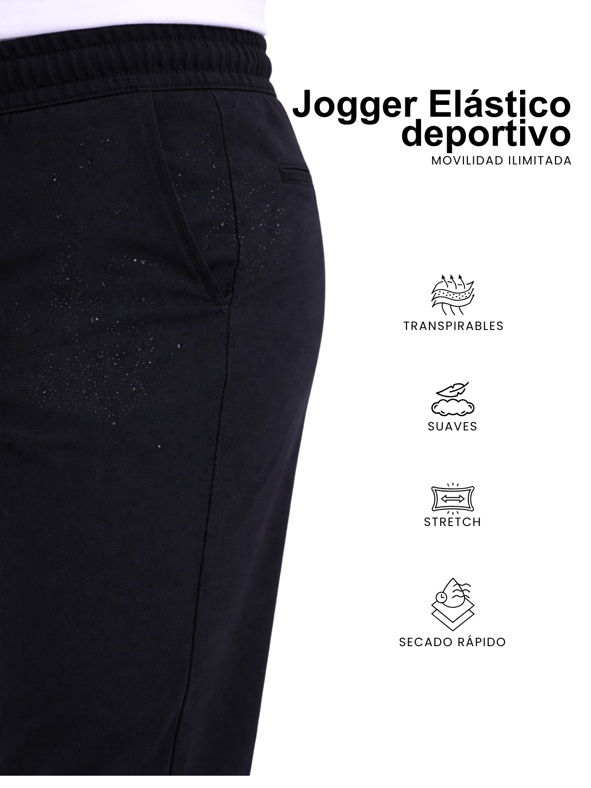 Jogger Deportivo Elástico Slim - Negro