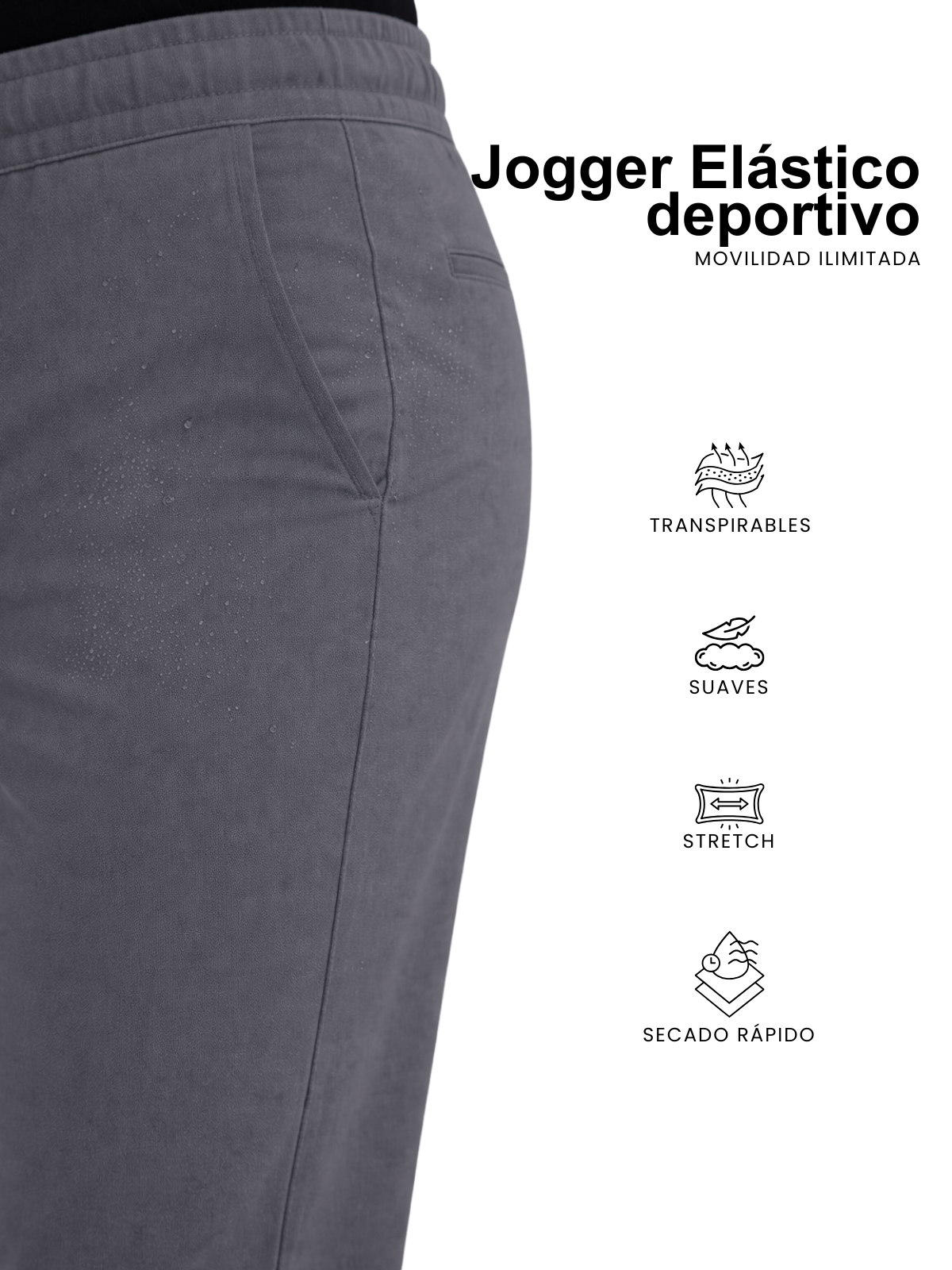 Joggers Deportivo Elástico Slim Fit - Gris Oxford