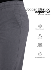 Joggers Deportivo Elástico Slim Fit - Gris Oxford
