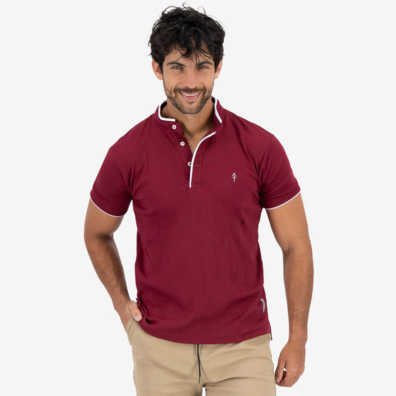 Playera Cuello Mao Slim Fit - Vino