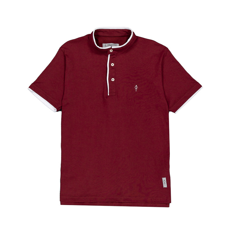 Playera Cuello Mao Slim Fit - Vino
